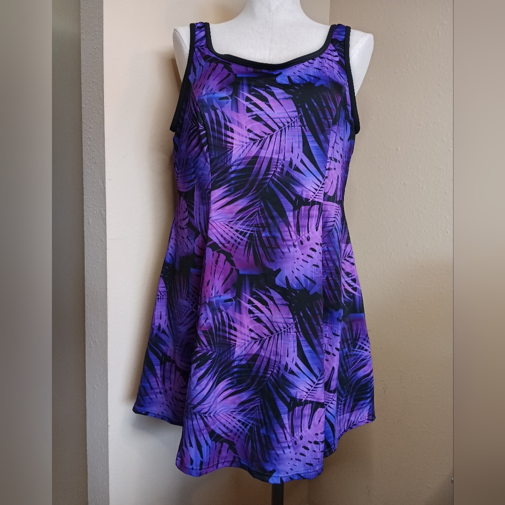 Swimsuits For All Purple and Black Swim Dress NWT Sz 18